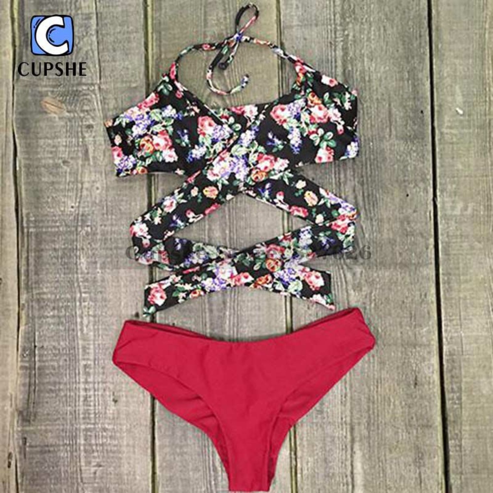 ***SOLD*** Cupshe Fall Floral Cross Bikini Set